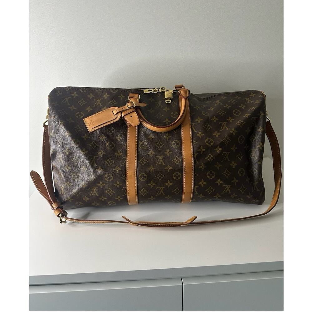 Louis Vuitton Keepall 55 Bandouliere Monogram Travel Bag Duffle Strap Bando